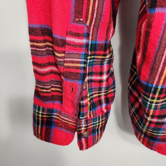 Old Navy Flannel Shirt Red Plaid Size XL Reg Fit Double Brushed - Picture 7 of 12